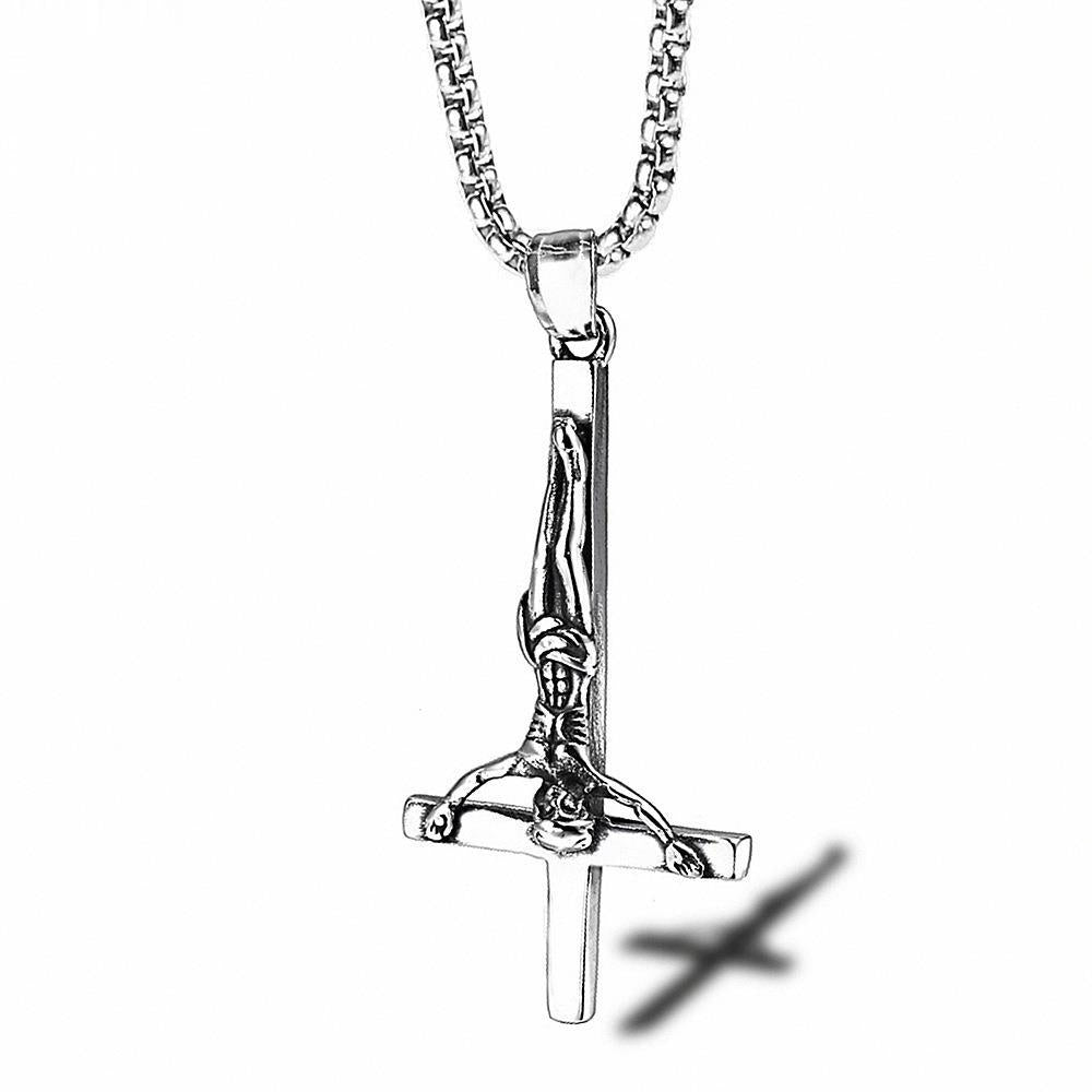Stainless Steel Personalized Pendant Redemption Inverted Cross Charm Titanium Steel Men's And Women's Necklaces