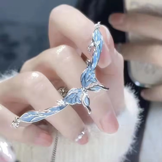 Butterfly Pendant Necklace for Women Long Tassel Elegant Charm Clavicle Chain Exquisite Choker Accessories Jewelry